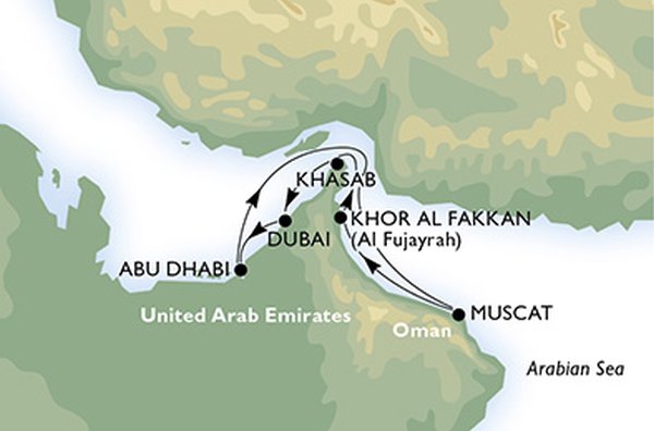 itinerario crociera costa emirati arabi